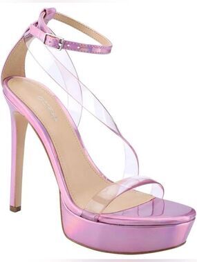 GUESS Womens' Casilda Metallic Strappy Heeled Sandals - Light Purple Size 7.5